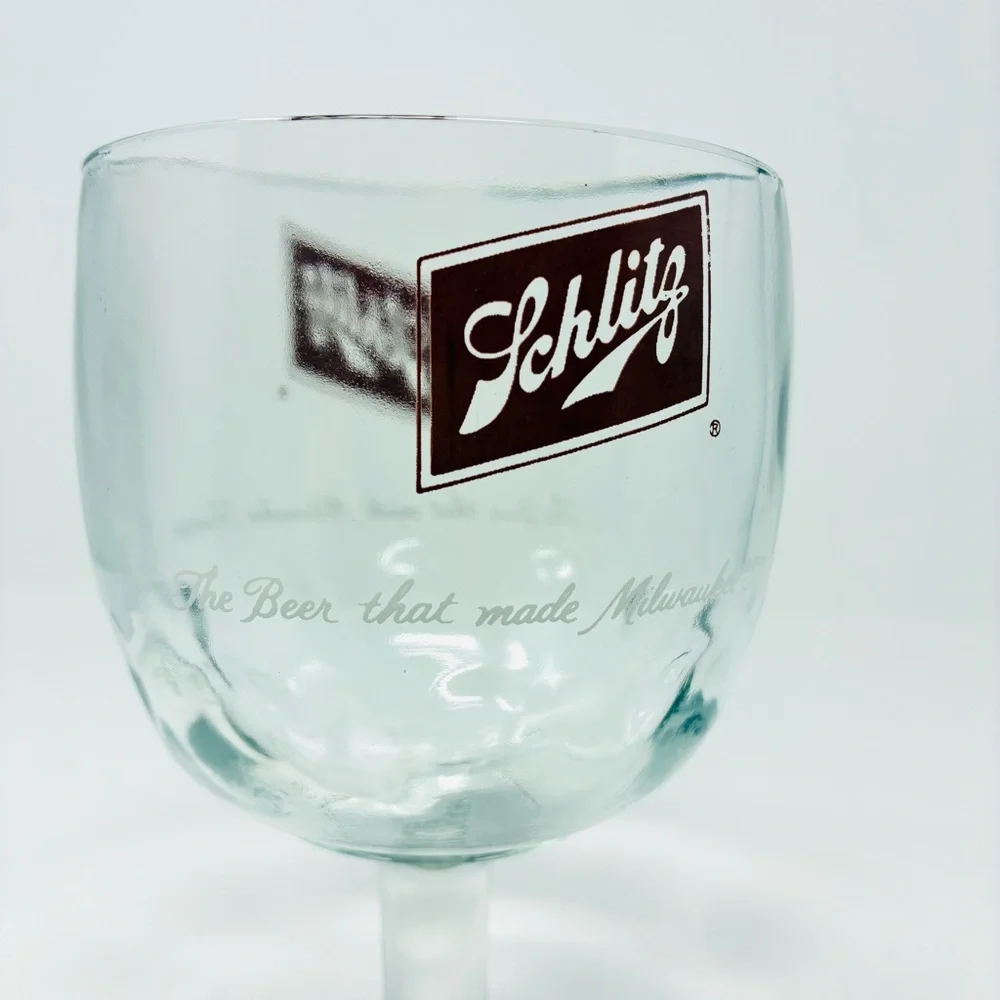 Vintage Schlitz ThumbPrint Beer Goblets Glasses Set of 3 Breweriana Barware 70's